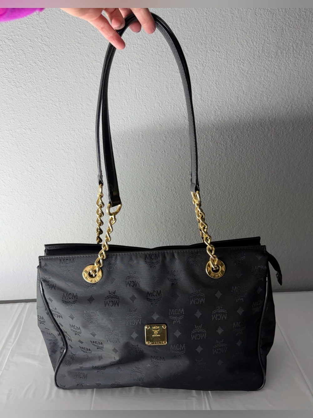 MCM large black tote bag